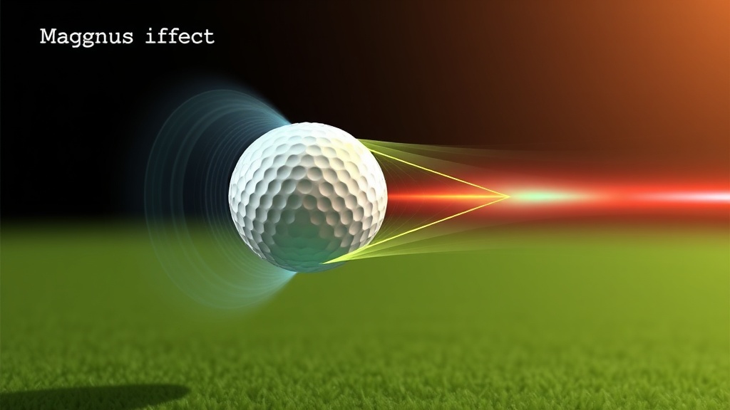 골프공이 회전하며 공기 저항을 뚫고 양력을 발생시키는 물리적 원리 시각화